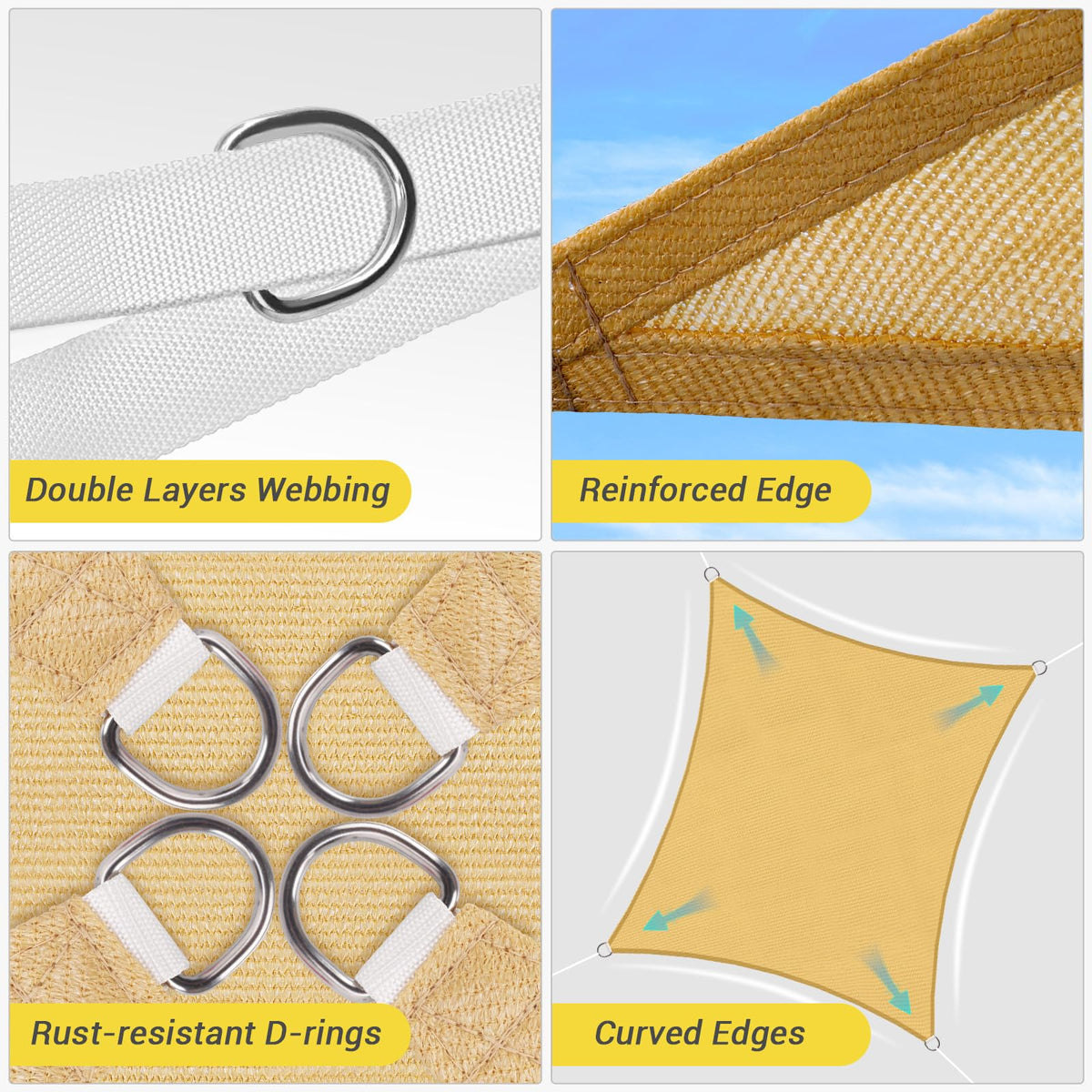 Curved-edge design of HappyTrends shade sail staying taut