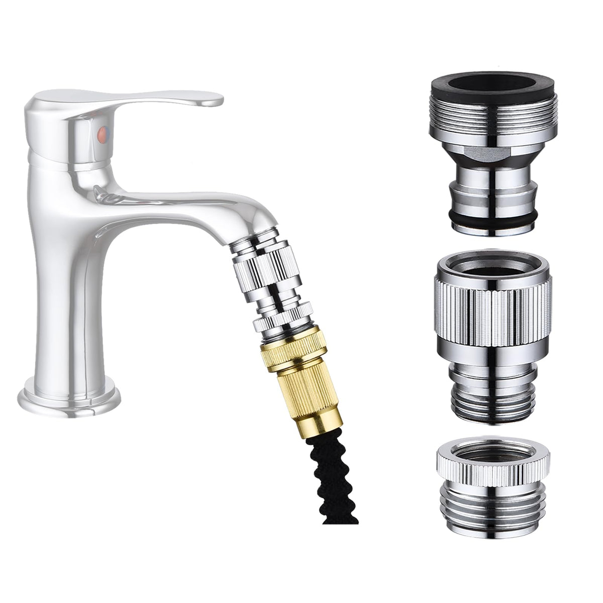 Happywins brass quick connector close-up showing durable chrome finish for daily use