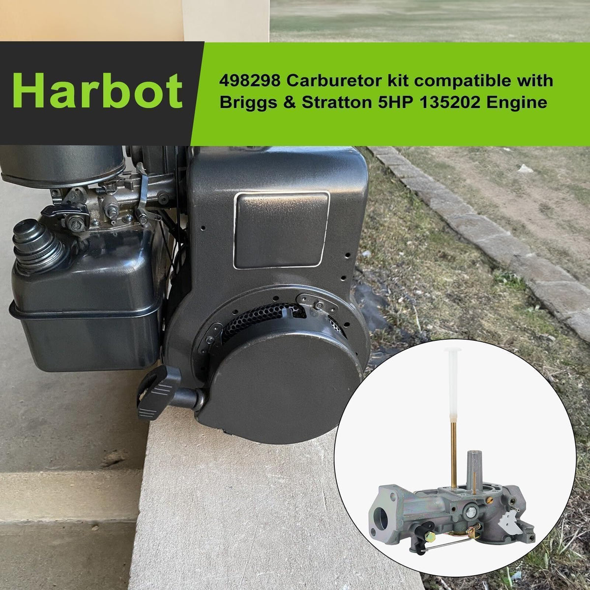 Harbot 498298 carburetor side view highlights compact design for installation