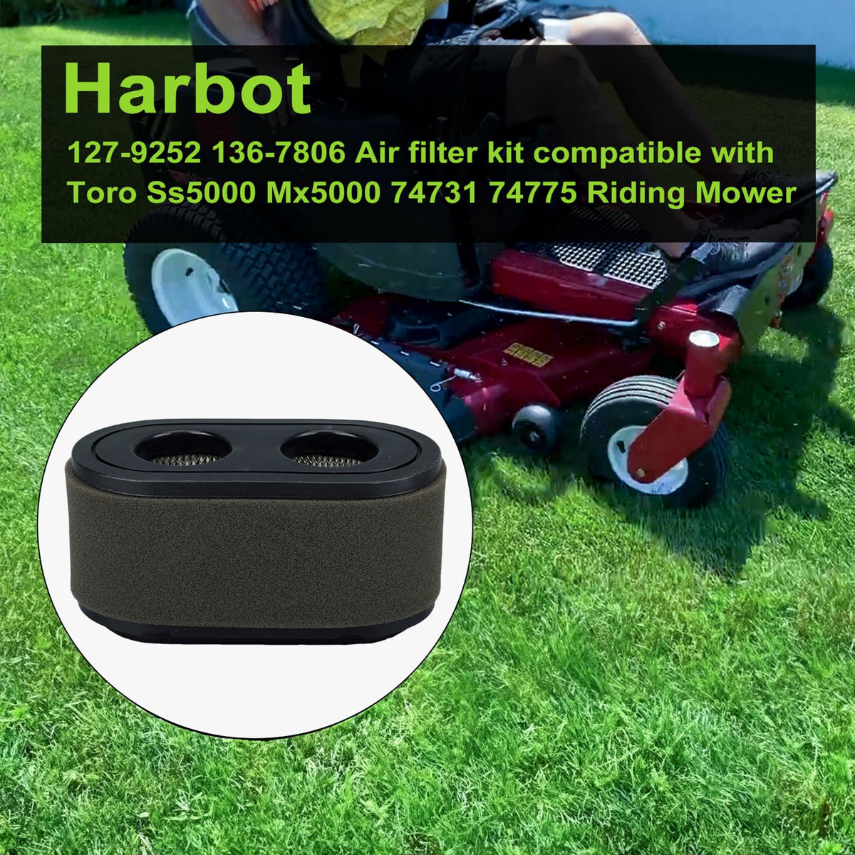 Harbot 127-9252 air filter close-up with high filtration.
