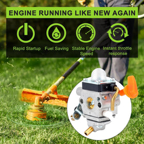Harbot FS90R carburetor on a compatible trimmer in operation.
