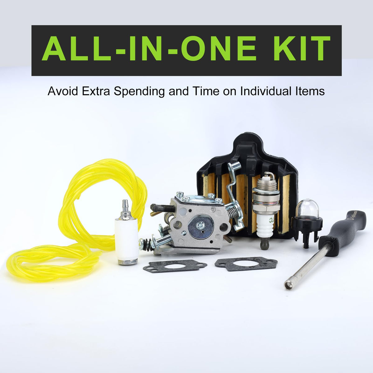 Harbot PP5020AV carburetor kit includes fuel filter for cleaner fuel.