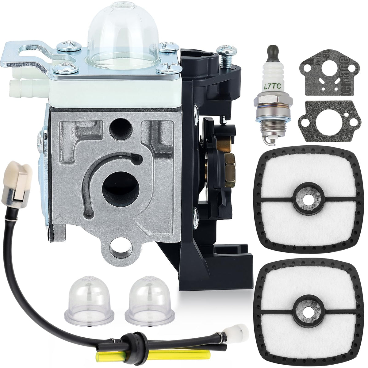 Harbot SRM 225 carburetor kit in exploded view for replacement planning.