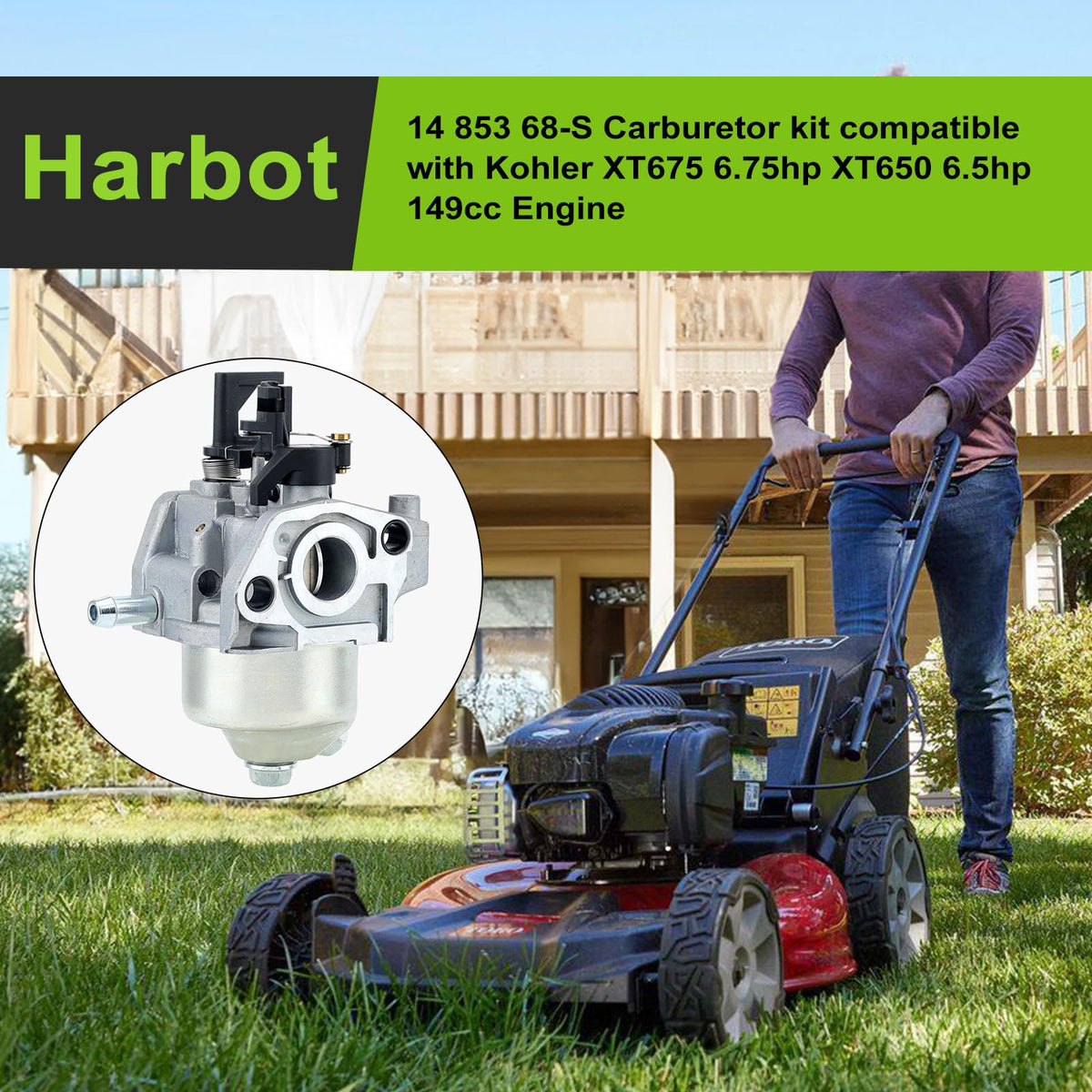 Harbot XT675 carburetor compatible with Kohler XT675-2070 engines for reliable performance