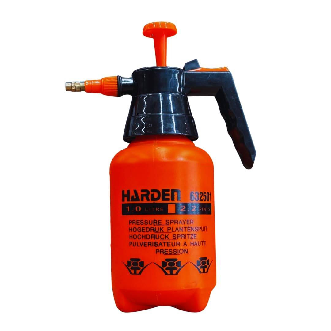 Harden 34oz pump sprayer with copper nozzle for efficient garden spraying.