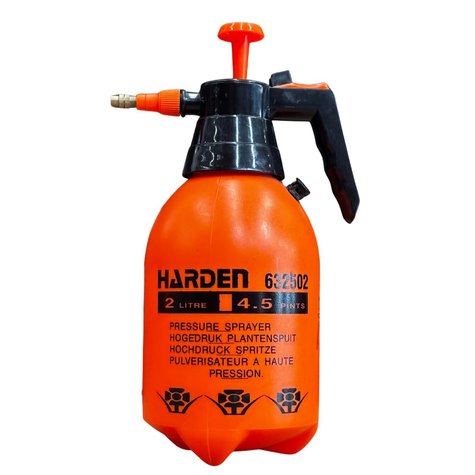 Harden half-gallon pump sprayer with adjustable copper nozzle for precise garden spraying.