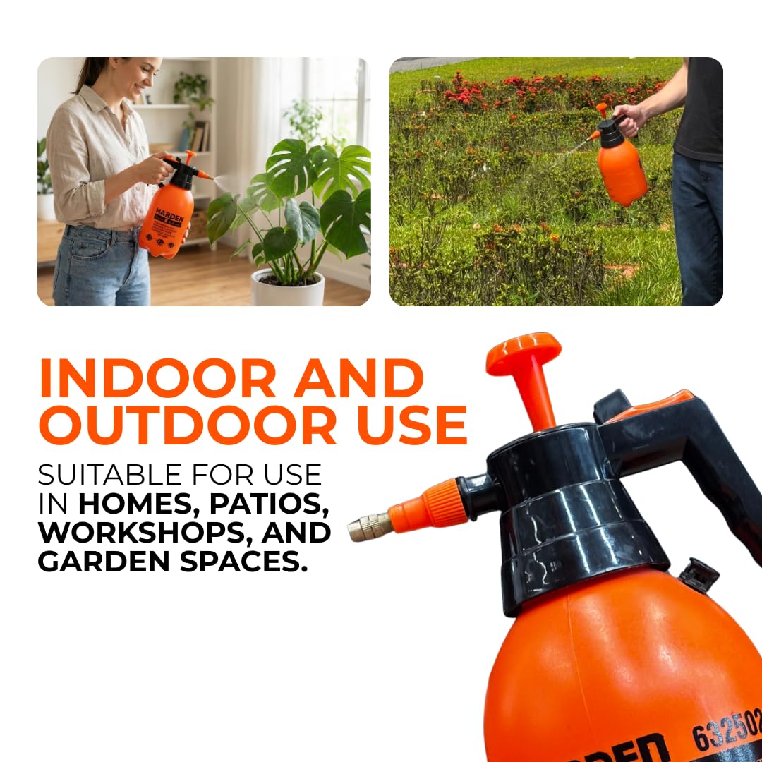 Harden adjustable nozzle enables fine mist or steady stream as needed.