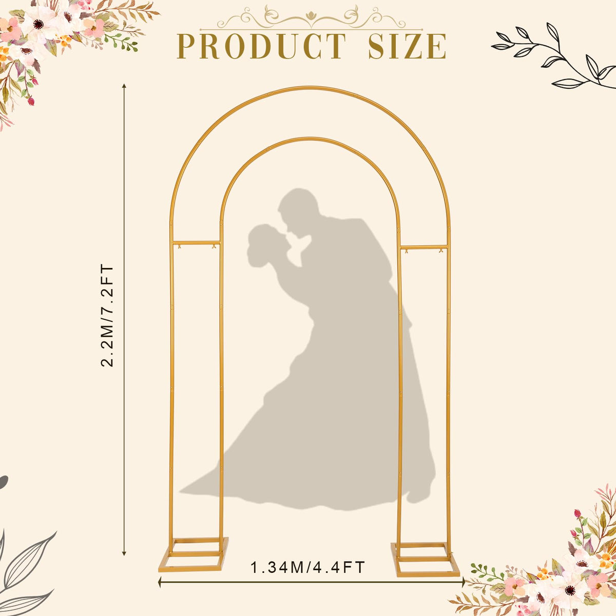Harfirbe double arch stand in gold creates a focal point for ceremonies and receptions
