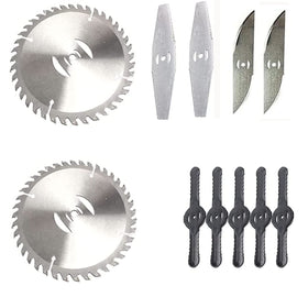 Harmkrola replacement blades packaging shows three blade types for versatile yard care