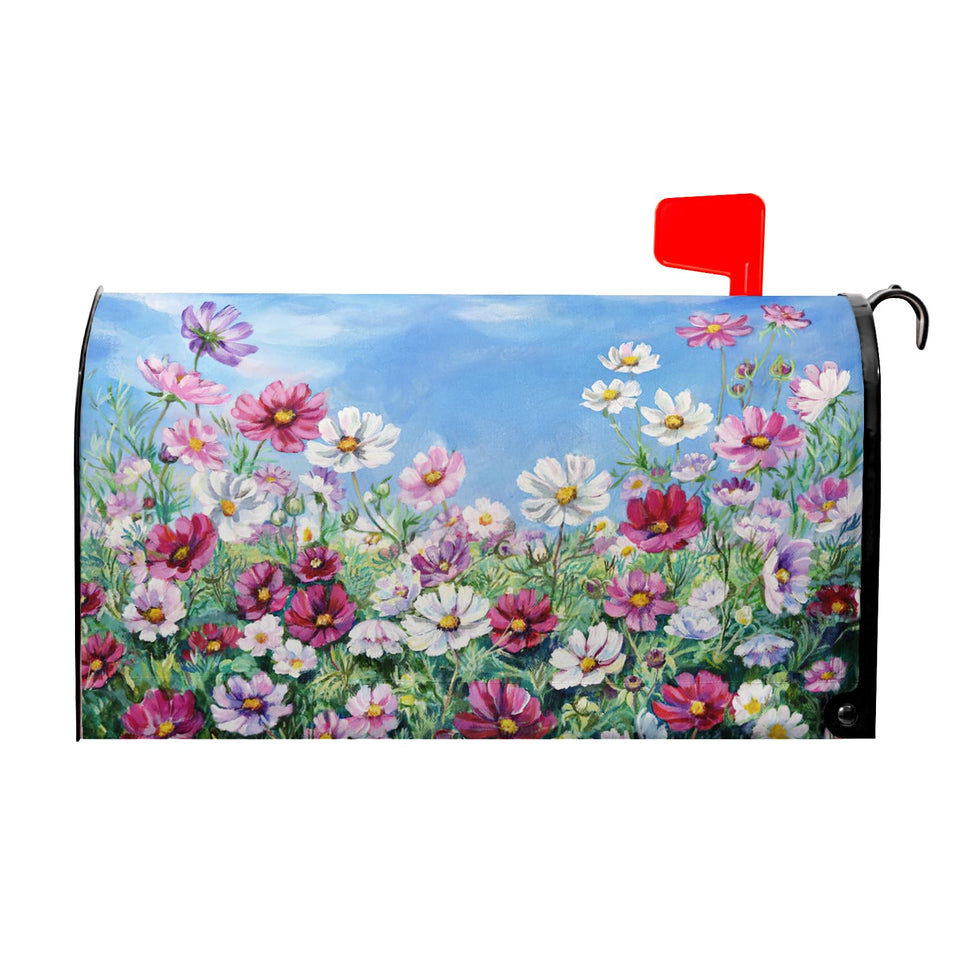 Harooni Spring Flowers mailbox cover showcases vibrant blooms for curb appeal and weather-ready durability.