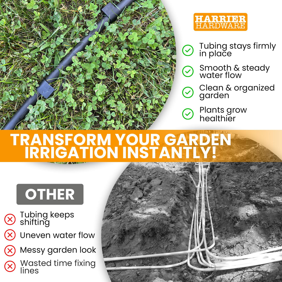 Harrier Hardware hose securing in lawns and planters for even watering