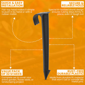 Harrier Hardware tri-angled barbed shank stake grips soil for drip irrigation