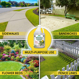 HARRIS 10X Sea Salt Weed Killer being used along a driveway edge.