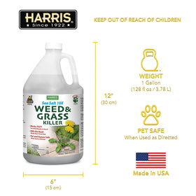 HARRIS 10X Sea Salt Weed Killer label close-up with safety directions.