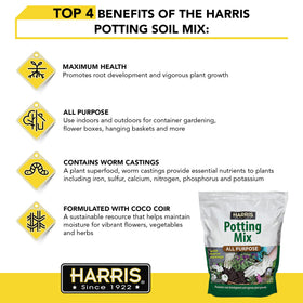 Harris All-Purpose Potting Soil ready for flowers, vegetables, and herbs.