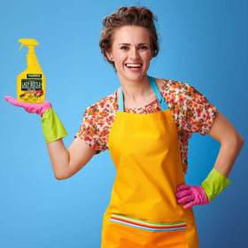 Harris Asian Lady Beetle Killer bottle in use shows easy spray coverage.
