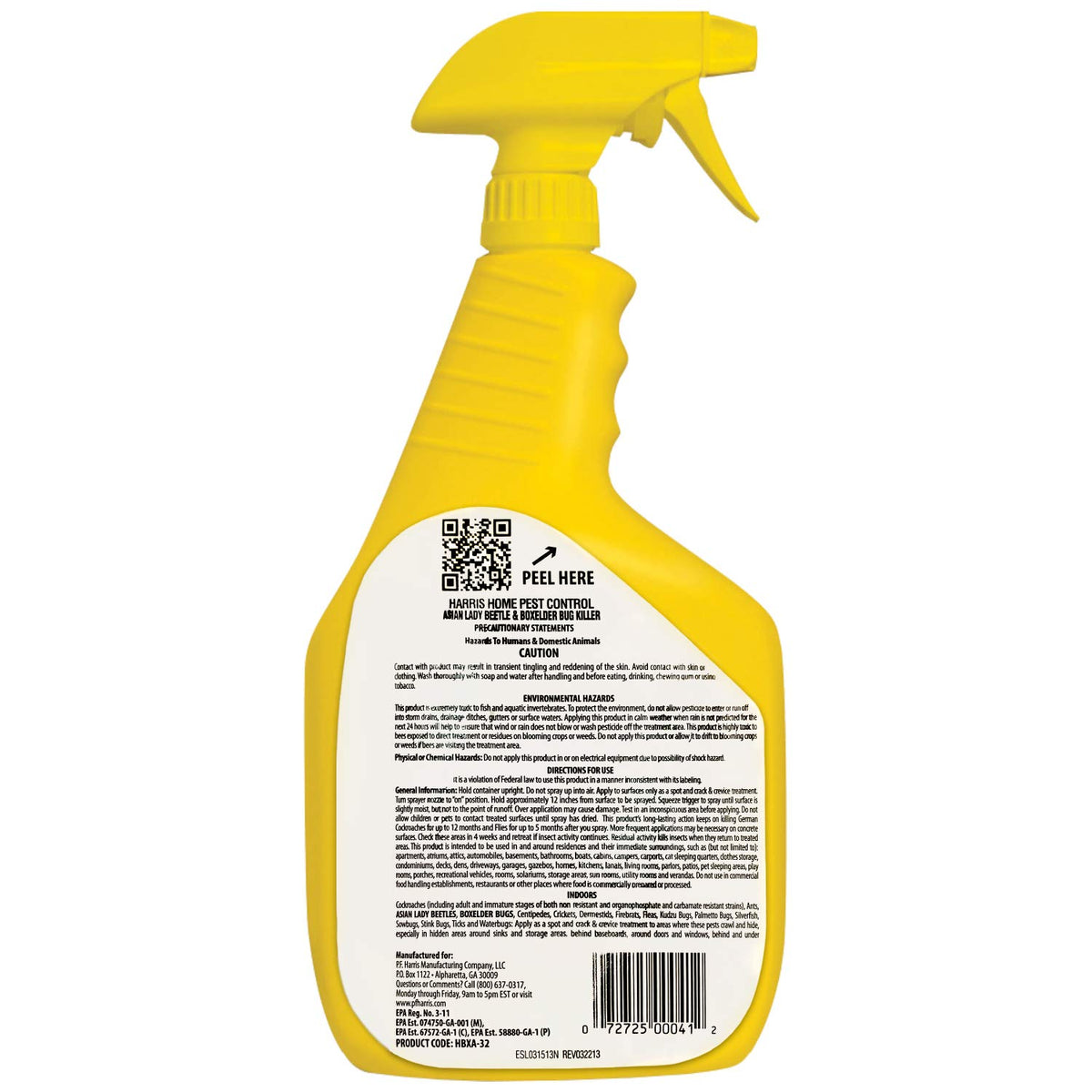 Harris Asian Lady Beetle Killer residual drying indicates extended protection after application.