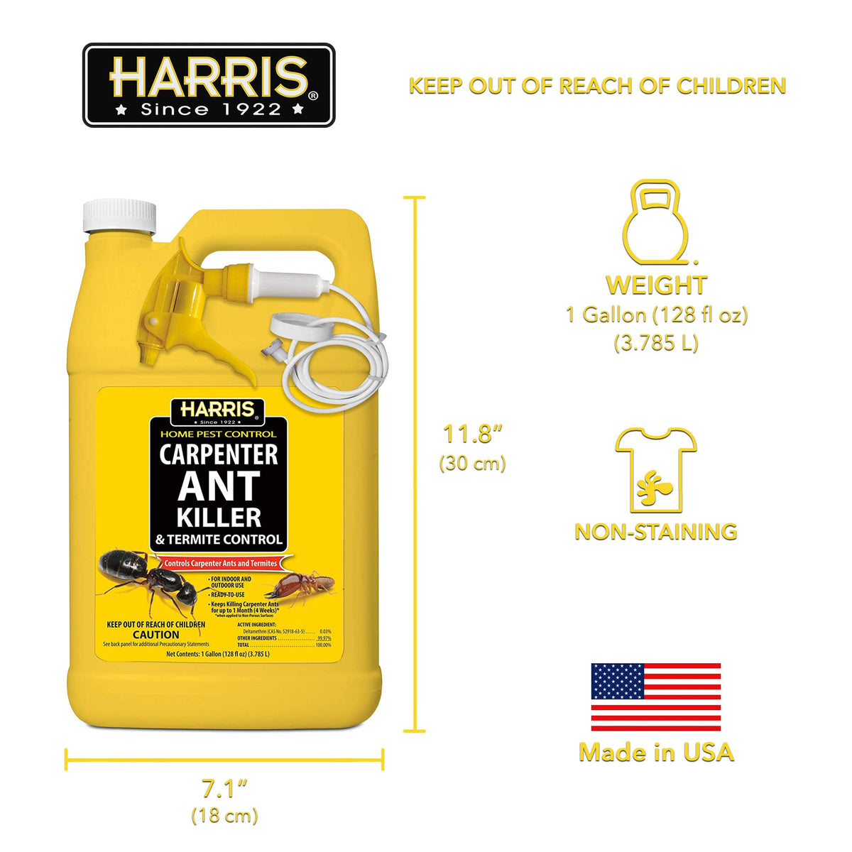 Harris provides up to one month of protection after application.