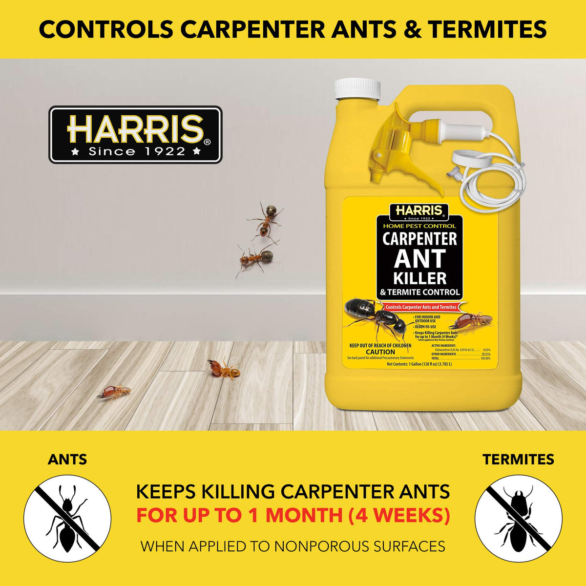 Harris carpenter ant killer on-contact action against termites and common ants.