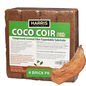 Harris Coco Coir Pith 4-bricks expanded to 9 gallons for versatile planting.