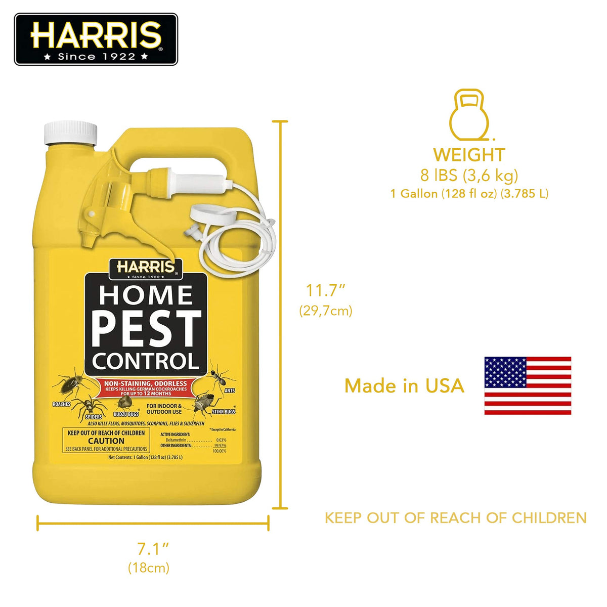 HARRIS Kill list graphic indicates pests like stinkbugs and roaches