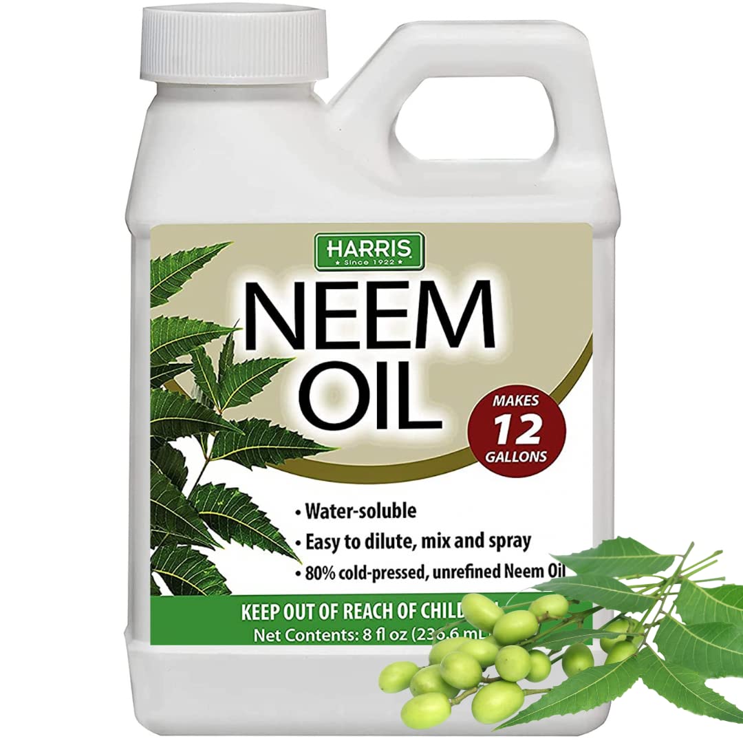 HARRIS Neem Oil bottle front for easy mixing with water-soluble concentrate.