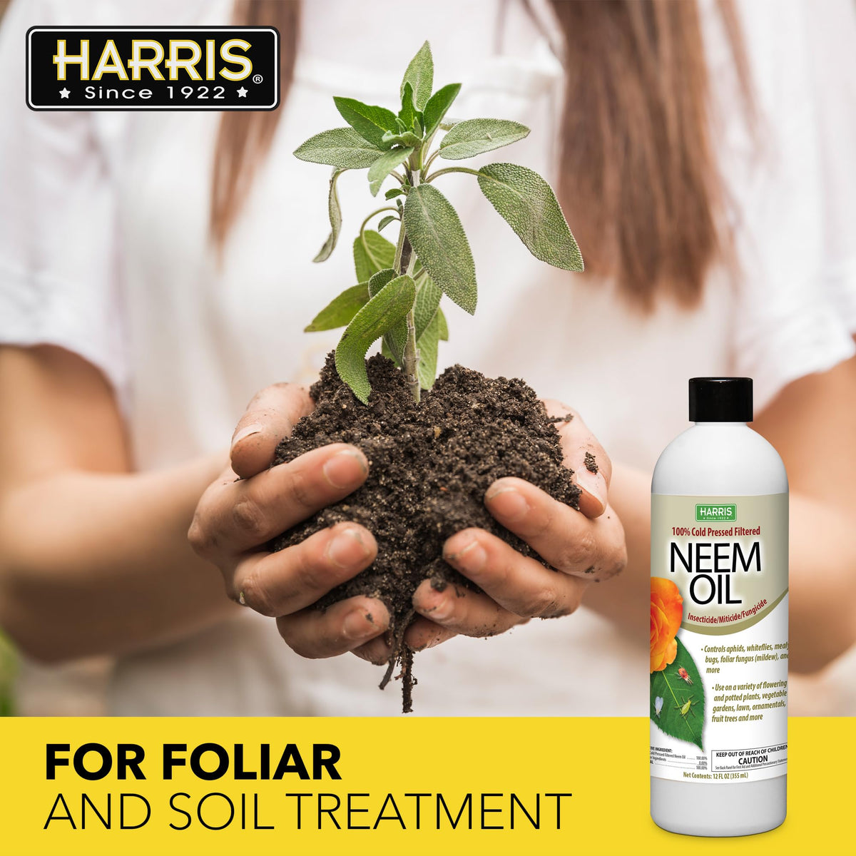 Harris Neem Oil concentrate cosmetic use for skin, hair, and nails.