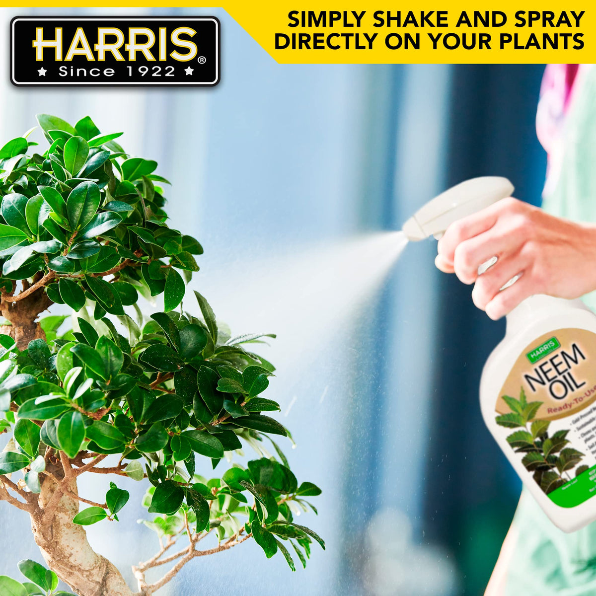 HARRIS Neem Oil Spray with eco-friendly emulsifier supports sustainable care.