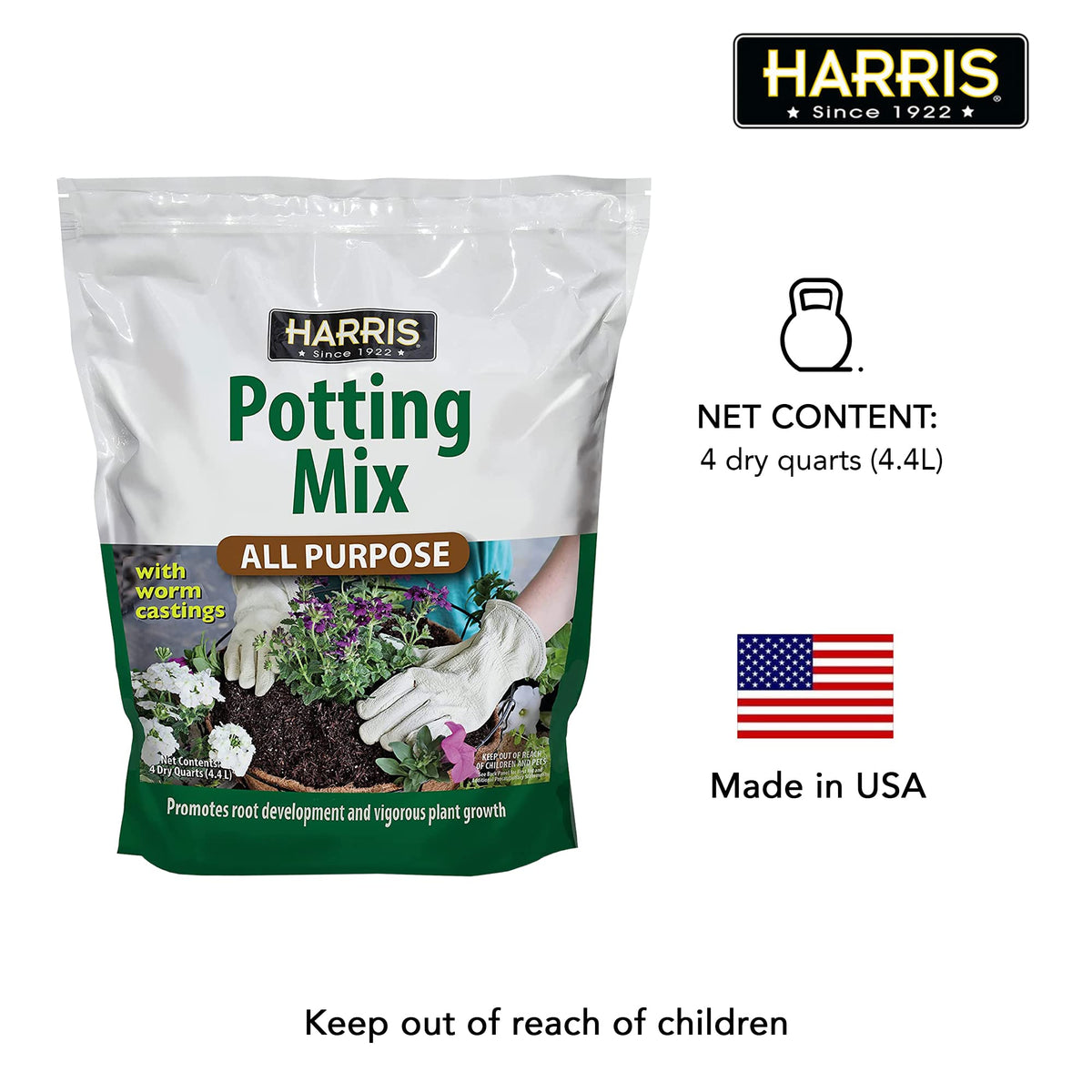 Harris 4-quart packaging for versatile seasonal planters.