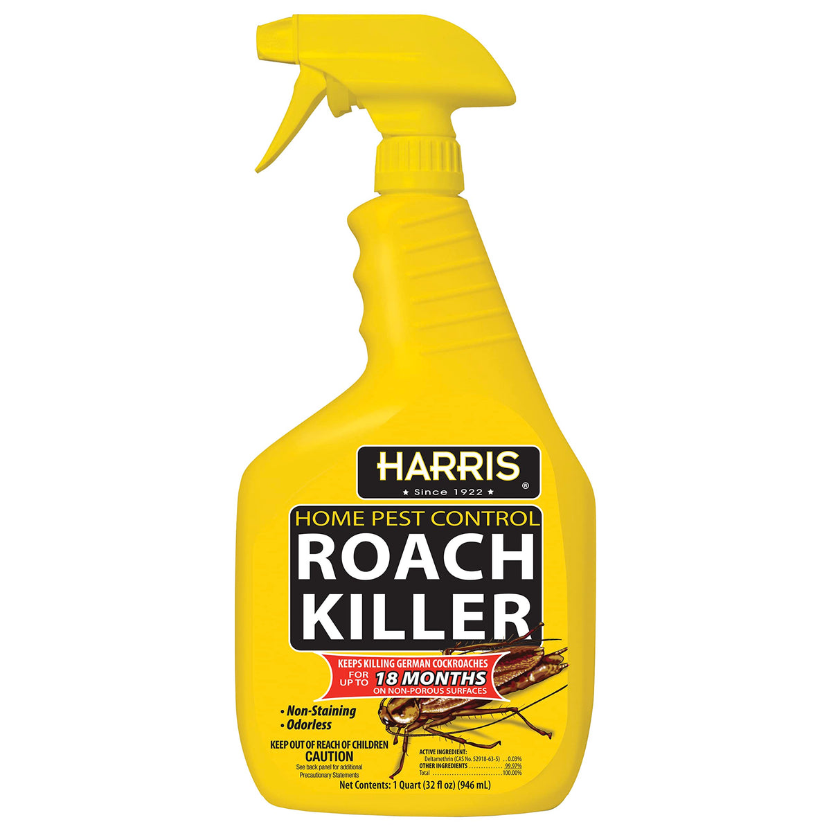 Harris Roach Killer liquid spray bottle with odorless formula for safe home pest control