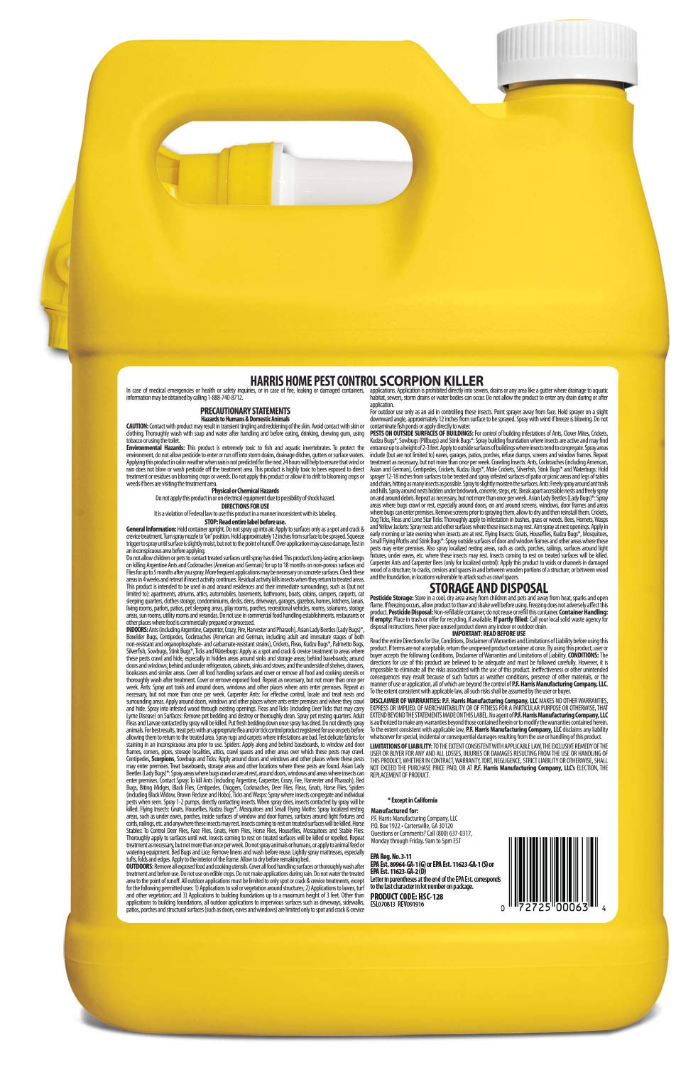 HARRIS Scorpion Killer odorless formula safe for fabrics when used as directed
