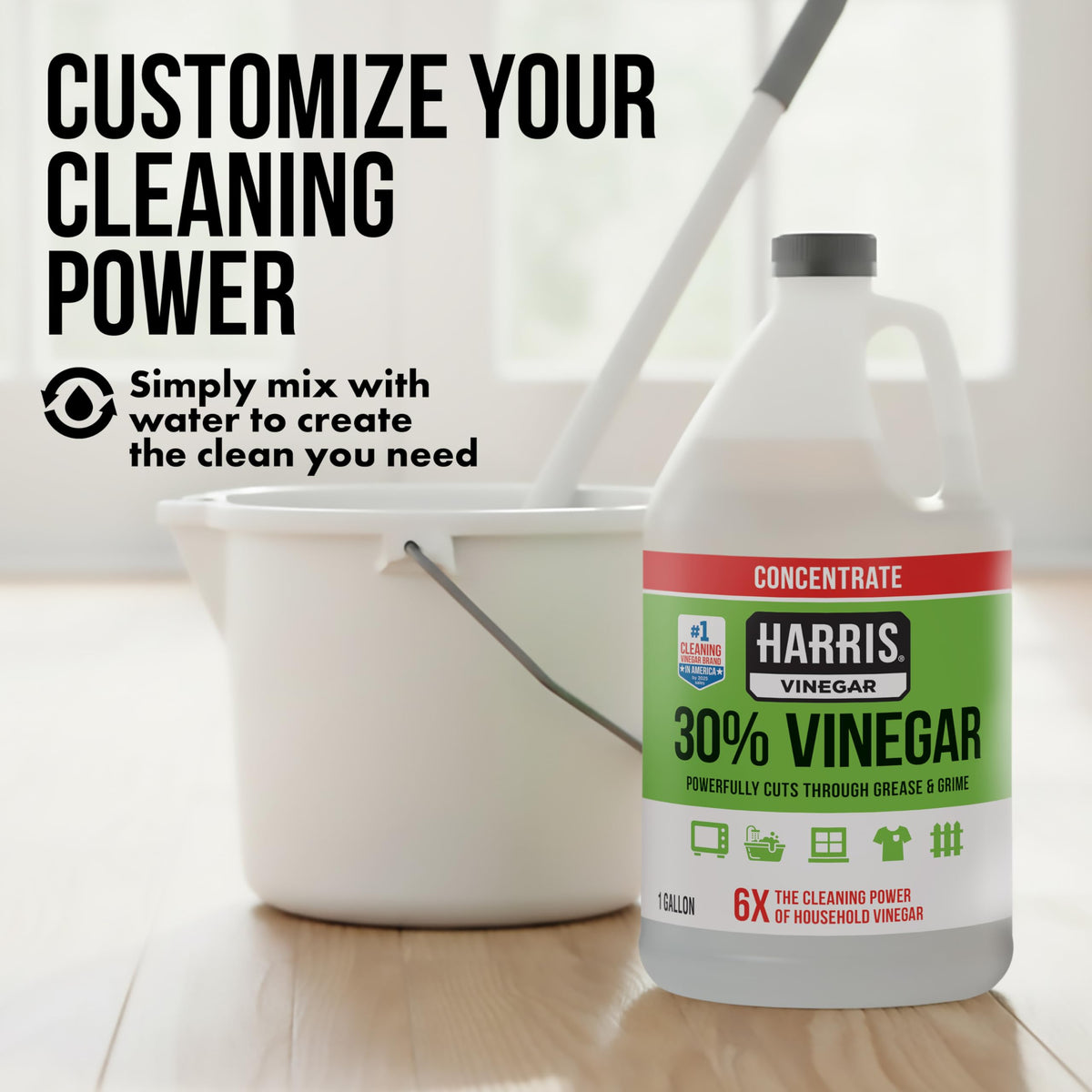 HARRIS vinegar pours smoothly to minimize spills.