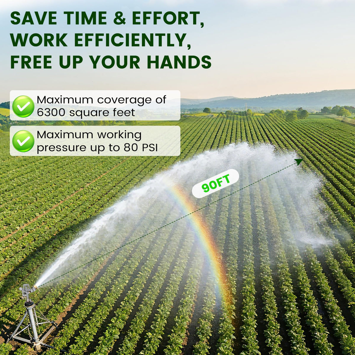 Harsire sprinkler with 360-degree rotation for wide area irrigation