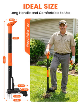 Haru Haru weed puller with 39-inch ergonomic handle reduces bending.