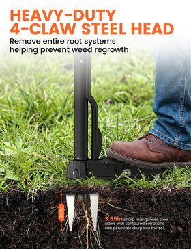 Haru Haru foldable-foot-pedal weed remover for compact storage after use.