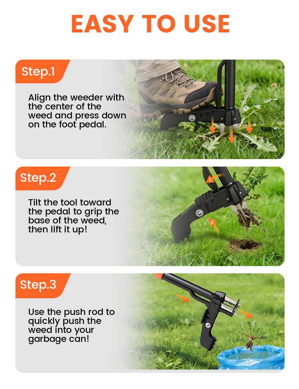 Haru Haru garden tool in use on lawn with efficient removal.