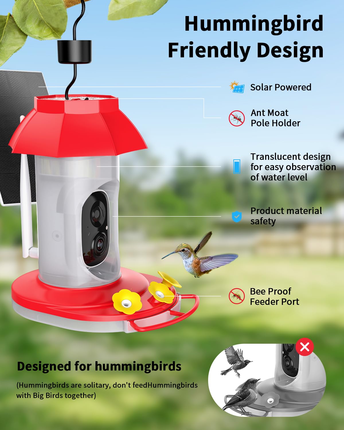 HARYMOR hummingbird feeder ant moat demonstrates nectar protection.