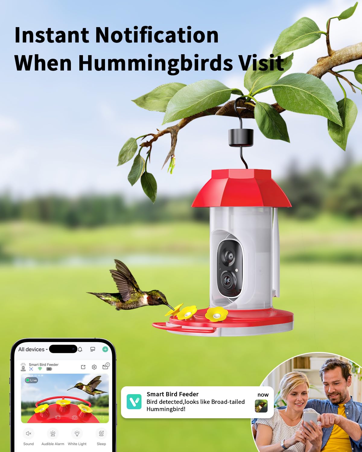 HARYMOR hummingbird feeder outdoor garden setup for easy bird watching.