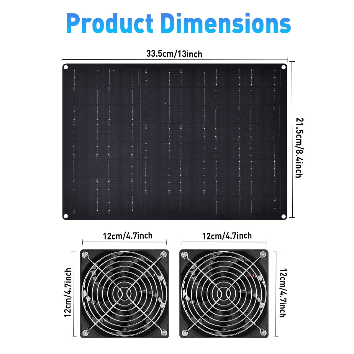 HASDSAGY 15W solar panel powers the fan even on cloudy days