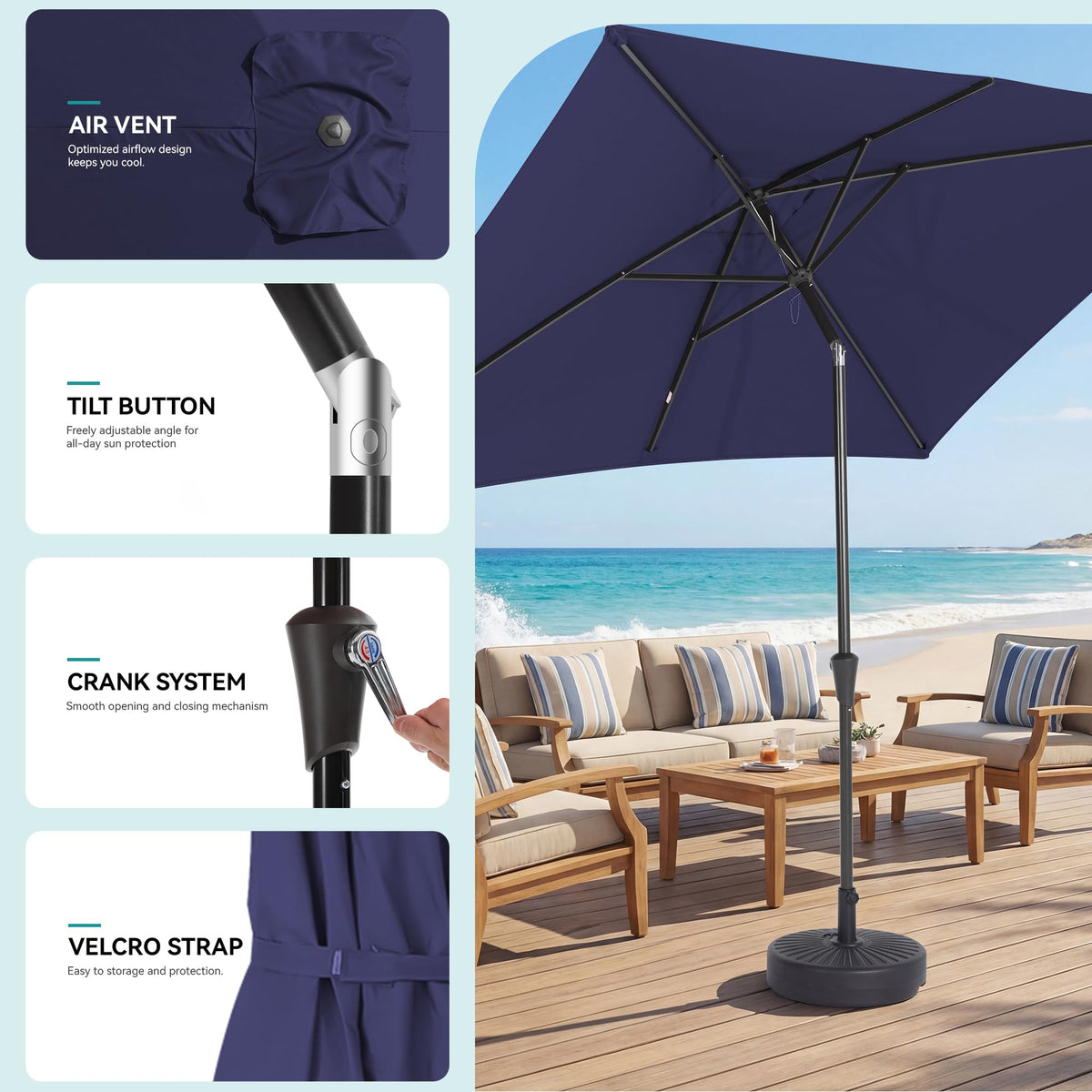 HASLE OUTFITTERS heavy-duty frame umbrella withstands wind while shading guests