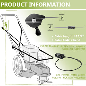 HASMX durable throttle cable construction for long-lasting lawn care performance.