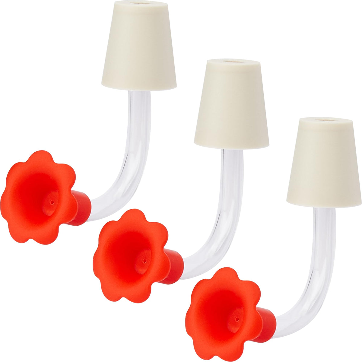HASSLICKIT floral hummingbird feeder tube with red flower tip attracts hummingbirds, ideal for DIY projects.