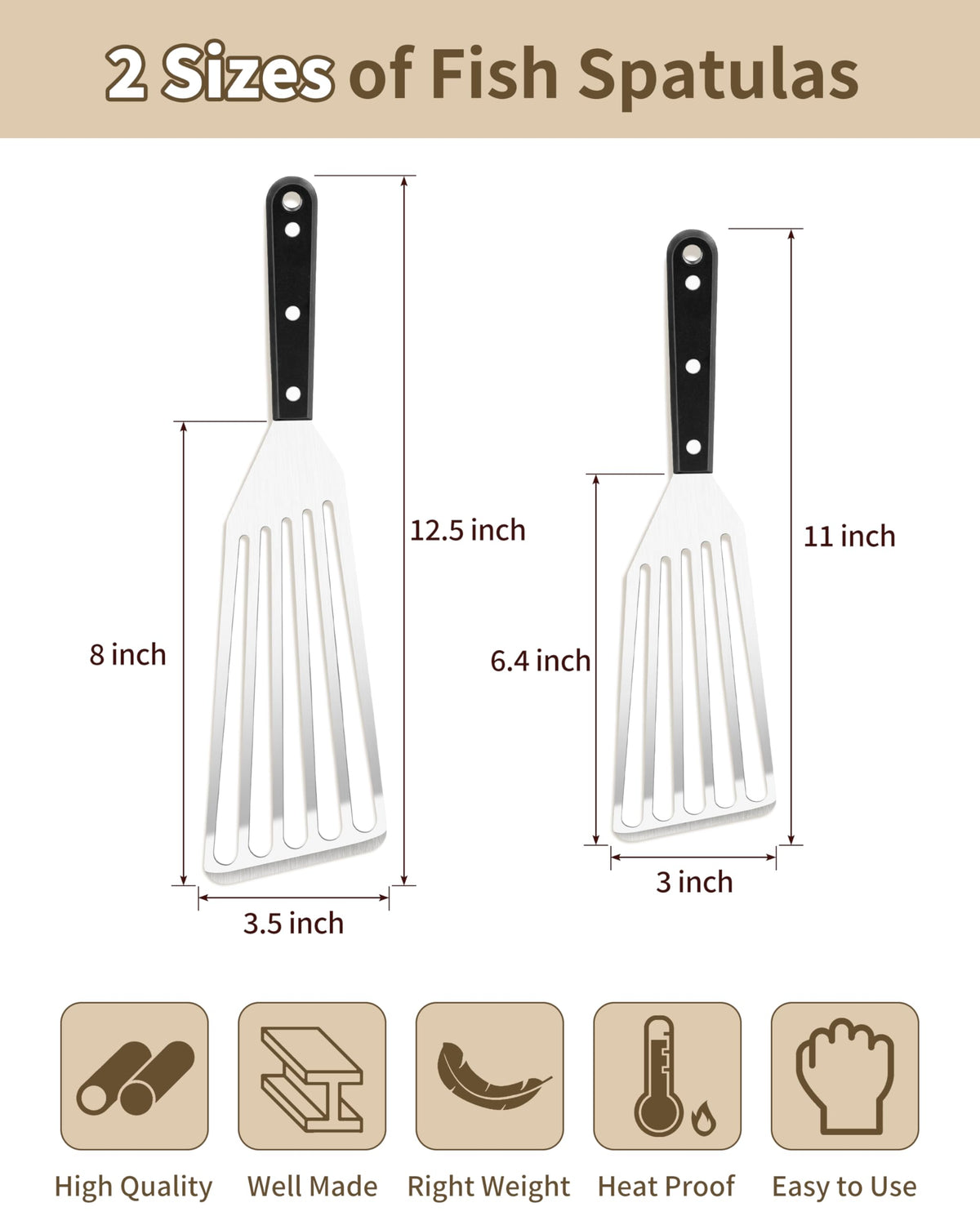 HaSteeL 11-inch fish spatula with slotted blade for delicate foods
