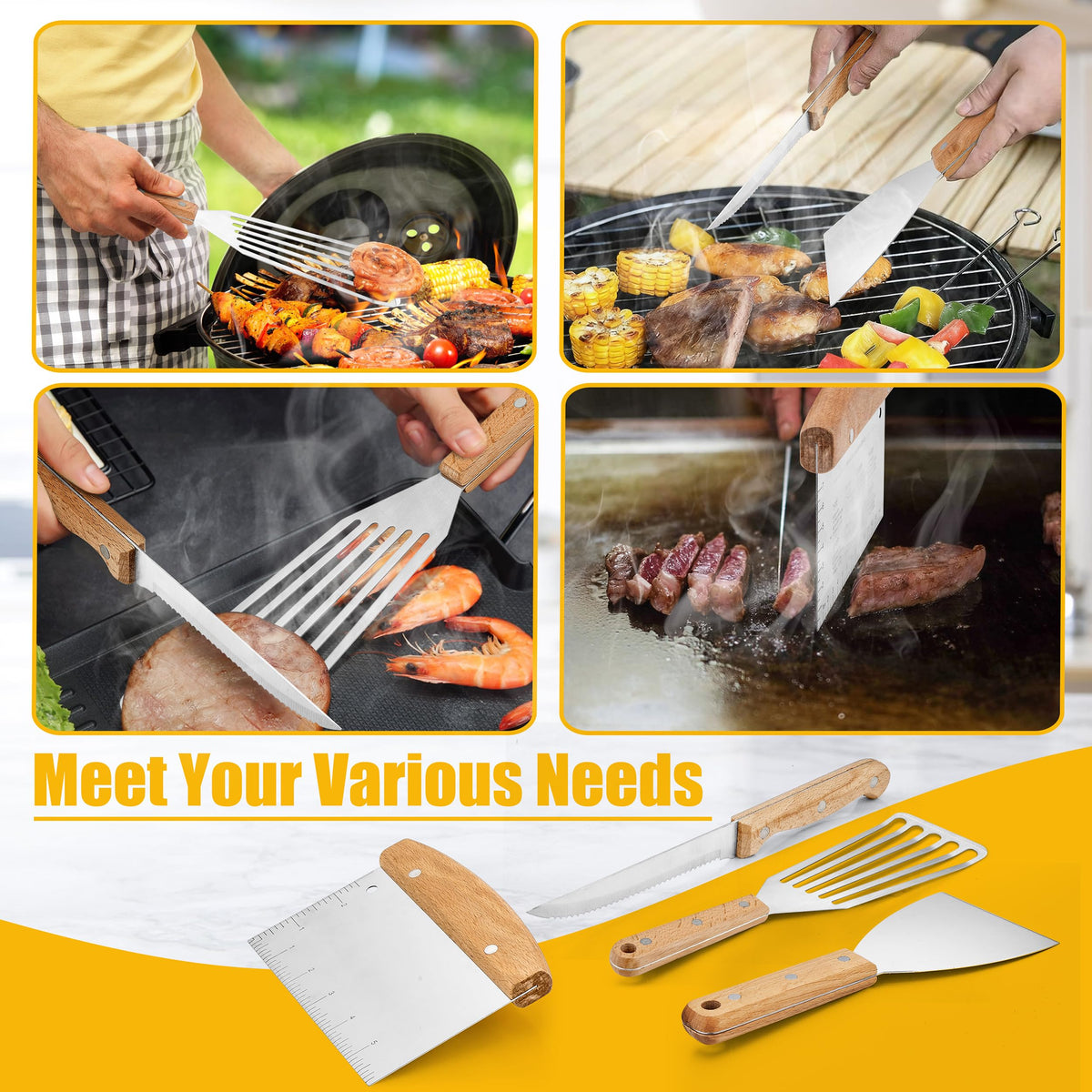 HaSteeL cast iron press for even searing and flattening burgers.
