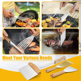 HaSteeL cast iron press for even searing and flattening burgers.