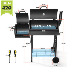 HaSteeL grill with built-in thermometer display helps monitor cooking temperatures.