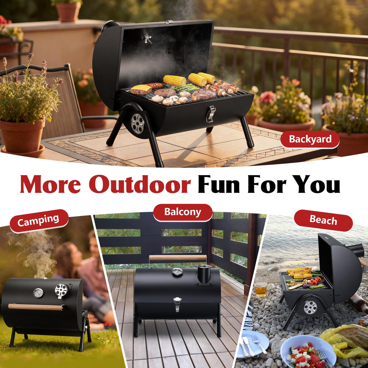 Chimney damper on HaSteeL grill balances heat and smoke for steadier cooking