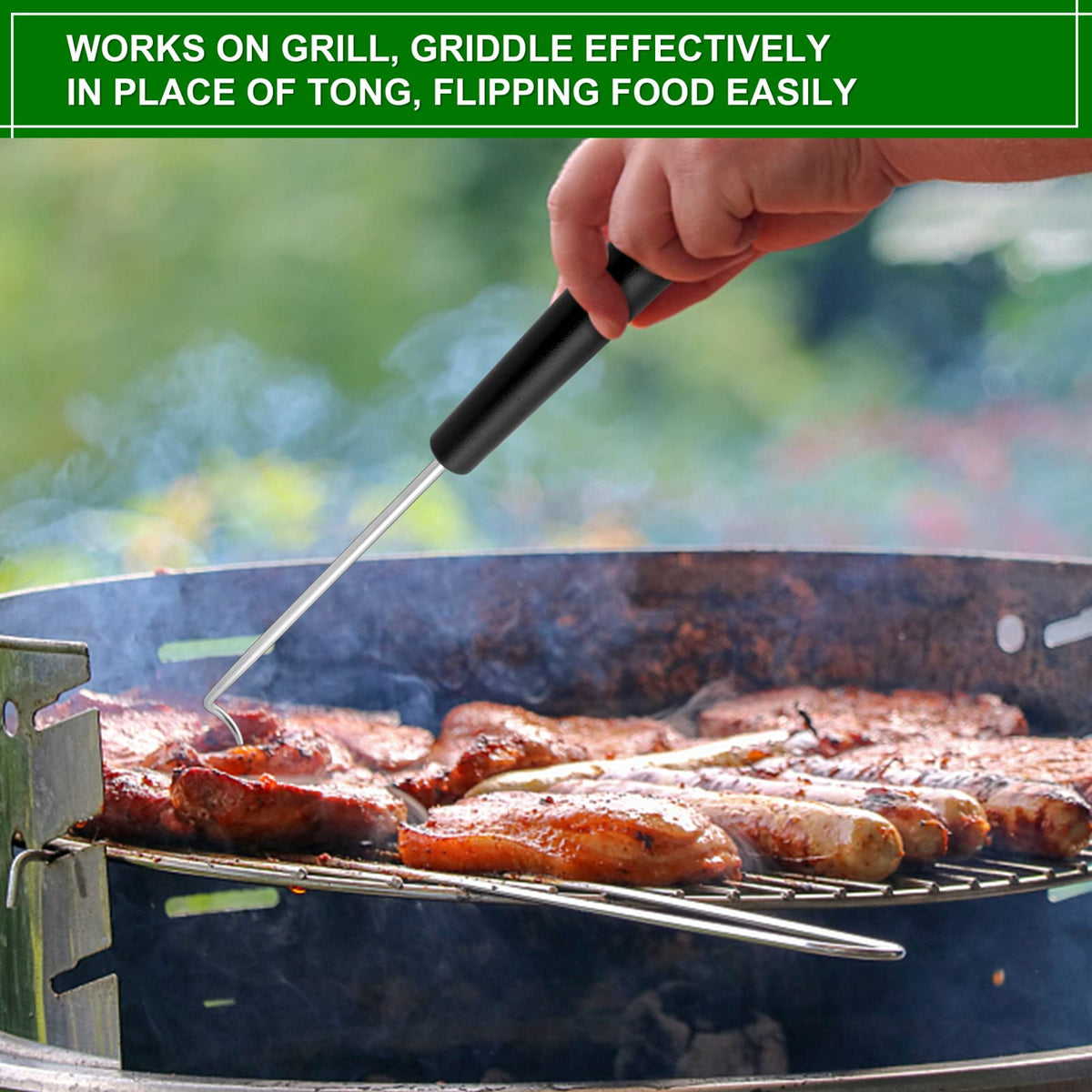 HaSteeL dual-size flippers shown near grill grates for precise handling