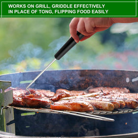 HaSteeL dual-size flippers shown near grill grates for precise handling
