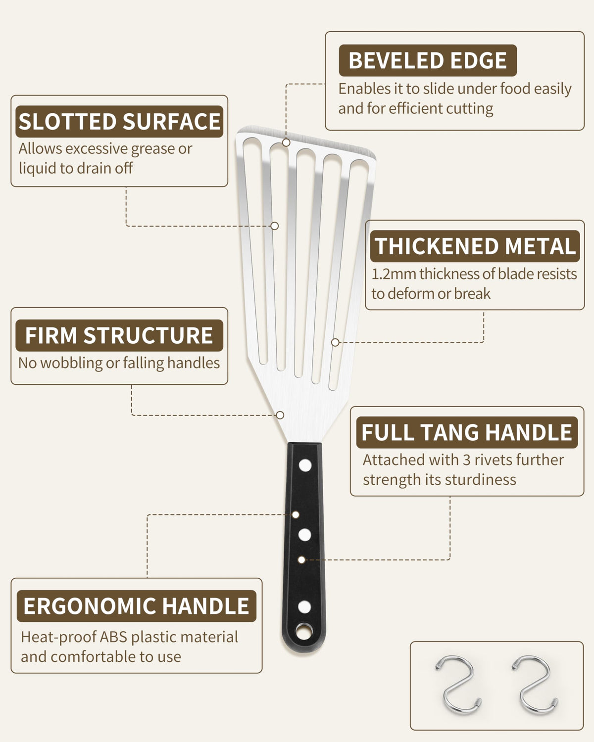 HaSteeL full-tang handle with triple rivets for stable grip